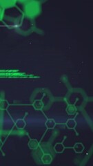 Wall Mural - animation of data processing with chemical formula on black background