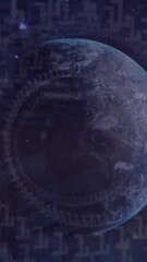 Wall Mural - Animation of binary codes and dots over globes against space in background