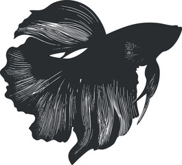 Wall Mural - A stylized silhouette illustration of a betta fish showcasing its flowing fins and elegant shape.