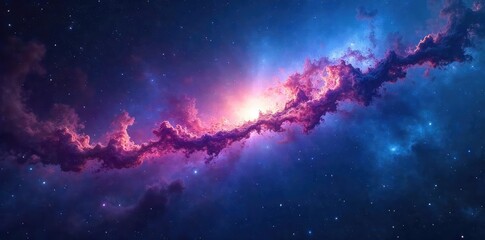Wall Mural - Vast, swirling nebulae painted across a deep azure sky, celestial dust and gas illuminated by distant stars  A breathtaking cosmic scene of ethereal beauty ,  vibrant colors,  nebulae,  science