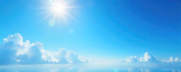 Wall Mural - Vast, clear blue sky, expansive and cloudless, perfect for backgrounds or inspirational imagery  Sun shines brightly, a serene and peaceful atmosphere , sunlight, view, sun