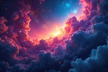 Wall Mural - Stunning cosmic clouds of gas and dust, swirling in vibrant colors, a breathtaking celestial landscape , night sky, cosmos, astrophotography