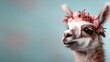 © senadlife - A charming llama poses with a floral crown, radiating cuteness and whimsy, highlighting the connection between animals and artful presentation in a playful manner.