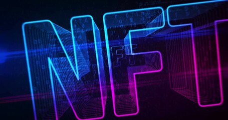 Non-fungible token business icon looped abstract digital object. Cyber  technology concept symbol seamless loop animation.