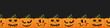 © Annetuas - Row of carved jack o lantern pumpkins forming halloween border banner, smiling and spooky faces in bright orange against black background for seasonal decoration and party graphics Vector illustration