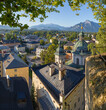 Salzburg - The panorama of the town with the church St. Erhartkirche.