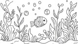 Underwater scene coloring page