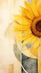 Wall Mural - Sunflower plant art inflorescence.