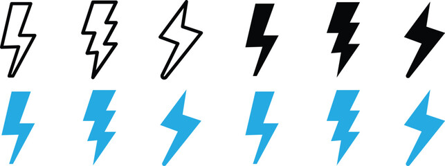 Wall Mural - flash lightning bolt icon. Electric power symbol, thunder bolt flash icon. Power energy icon sign for apps and websites. Lightning bolt icon. Electric vector lightning logo
