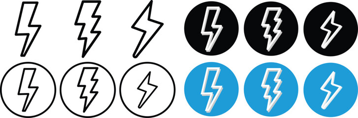 Wall Mural - flash lightning bolt icon. Electric power symbol, thunder bolt flash icon. Power energy icon sign for apps and websites. Lightning bolt icon. Electric vector lightning logo

