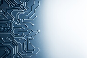 Wall Mural - abstract technology background showing detailed electronic circuit pattern on left side with gradien