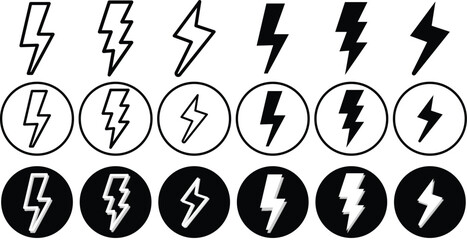 Wall Mural - flash lightning bolt icon. Electric power symbol, thunder bolt flash icon. Power energy icon sign for apps and websites. Lightning bolt icon. Electric vector lightning logo

