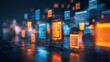 © Oleksandr - Digital documents floating in a cyberspace environment, illuminated in blue and orange hues, suggesting information technology and data management.