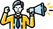 © Lucky-94 - Determined businessman with megaphone announcing loudly announcement shouting