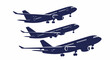 © Ironmen - Soaring Aviation A Trio of Airplanes in Flight Silhouette Illustration