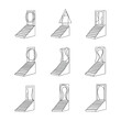 © hafsa01 - Nine abstract line art stairs leading to geometric and organic doorways staircase portal