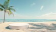 © Aliakbar - Abstract summer background with podium on tropical beach and ocean, 3d rendering