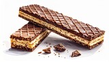 Chocolate-coated crispy wafer with a detailed clipping path, perfect for showcasing texture and taste in product images and marketing, crispy wafer.