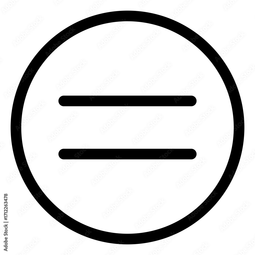 Equal sign in a circular design representing balance and equality in ...