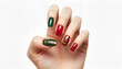 © Mikhael - Stylish manicure with red and green nails featuring plaid design