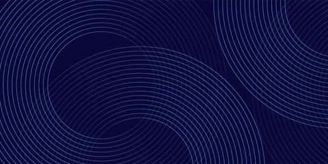 Wall Mural - Abstract blue glowing geometric lines on dark blue background. Modern shiny blue circle lines pattern. Futuristic technology concept. Suit for cover, poster, banner, brochure, header, website