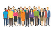 © Narmada - Flat Design Diverse People Illustration – Multicultural Group Standing in Row on White Background