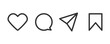 © blessed.grapix - Set of icons like comment, share, save, like media button. Outline icon heart arrow direct message interface