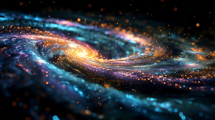 Wall Mural - A mesmerizing cosmic swirl of vibrant colors and sparkling lights, resembling a distant galaxy in the vastness of space.