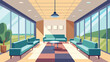 © Justlight - A spacious waiting room with natural lighting and high ceilings.