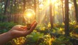 © Holis - Hand Cradling Glowing Light Bulb with Golden Illumination