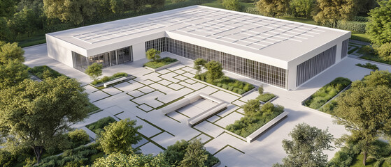 Aerial Courtyard View: An orthogonal top-down 3D rendering that showcases the building's layout