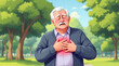 © jonsbernardus - Senior man clutching his chest in pain, possibly having a heart attack or angina. Urgent medical attention needed