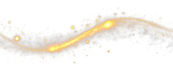 Wall Mural - Sparkling Golden Light Trail with Particles Isolate on Transparent Background, cutout, png