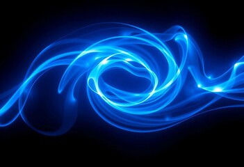 Wall Mural - Abstract swirling blue light, glowing energy patterns on dark background, effect, lines