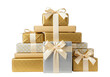 © Mia - Isolated stack of gifts with elegant wrapping and bows, luxurious party, holiday season