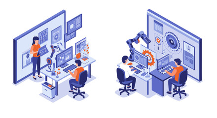 Innovative teamwork in technology development with robotics and digital interfaces