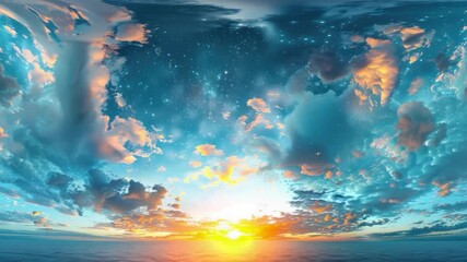 Wall Mural - A stunning beach sunset with warm colors and waves crashing on the shore, suitable for travel or vacation themes