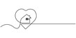 © UzzalChandra - House with heart continuous one line drawing. love home symbol. Home Sweet Home Continuous Line Icon, Heart inside house continuous one line drawn. Love home concept. Editable stroke