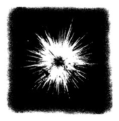 Wall Mural - black ink splatter and scratch pattern grunge explosion texture with distressed border black and whi