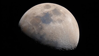 Wall Mural - Close-up view of the moon's surface, showcasing craters and varying shades of gray.