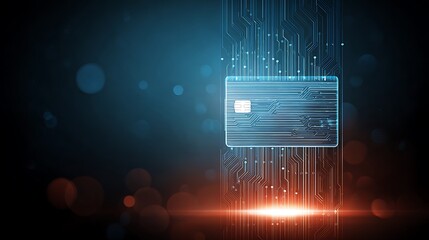 Digital technology concept with circuit board and glowing light effect
