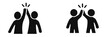 © LEAKAT - High five icon set with two people celebrating success and teamwork in a simple black silhouette style isolated on a white background