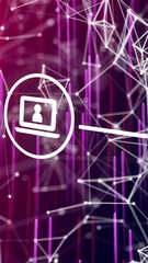 Wall Mural - animation of icons in seamless pattern over network of connections with digital icons