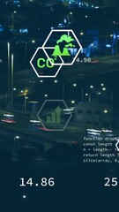 Wall Mural - animation of icons digital interface with data processing over city