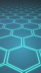 Wall Mural - Animation of light spots and hexagons on black background