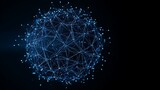 Abstract network sphere with glowing nodes and connections on dark background