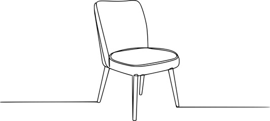 one cotinuous line art of chair on the ground outline vector. editable stroke.
