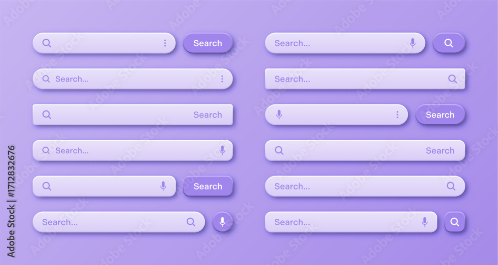 Colorful 3d search bar templates. Internet browser engine with search ...