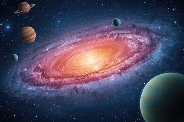 Wall Mural - Celestial bodies and the universe illustrated