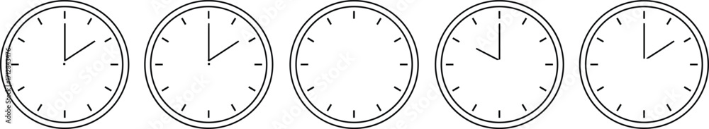 Analog Clock Vector Icons, Half Hour Time Progression, Different Times ...